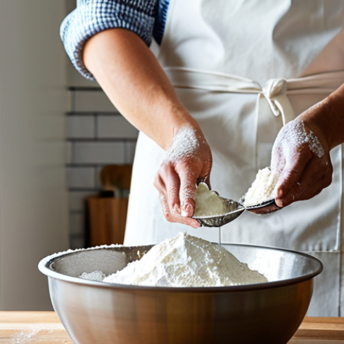 Home 11 A professional baker, fully clothed in a modest kitchen apron over a clean, professional shirt, meticulously creaming high-quality unsalted butter and powdered sugar in a stainless steel mixing bowl. Their hands are well-formed and perfectly proportionate, engaged in a natural pose, demonstrating precise attention to detail. The background features a clean, well-lit modern kitchen with natural light streaming through a window. The scene conveys a sense of dedication to quality baking and craftsmanship. safe for work, appropriate content, fully clothed, professional, perfect anatomy, correct proportions, natural body proportions, proper finger count, high quality, professional photography, realistic.