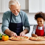 가정용 베이킹 오븐 - **Prompt:** A cheerful multi-generational family (parents and a young child, approximately 6-8 years...